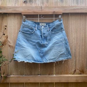 Madewell denim relaxed a-line mini jean skirt button fly, Northdale wash, sz 26